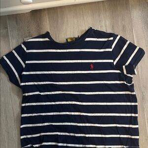 Ralph Lauren Kids Navy and White Striped Tee